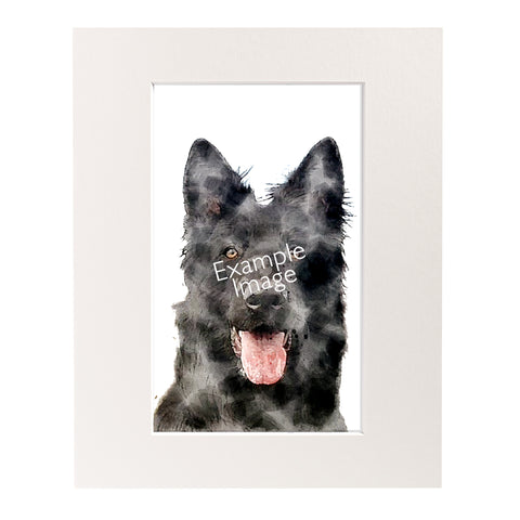 Personalised Watercolour Effect Pet Portrait (Mounted Print)
