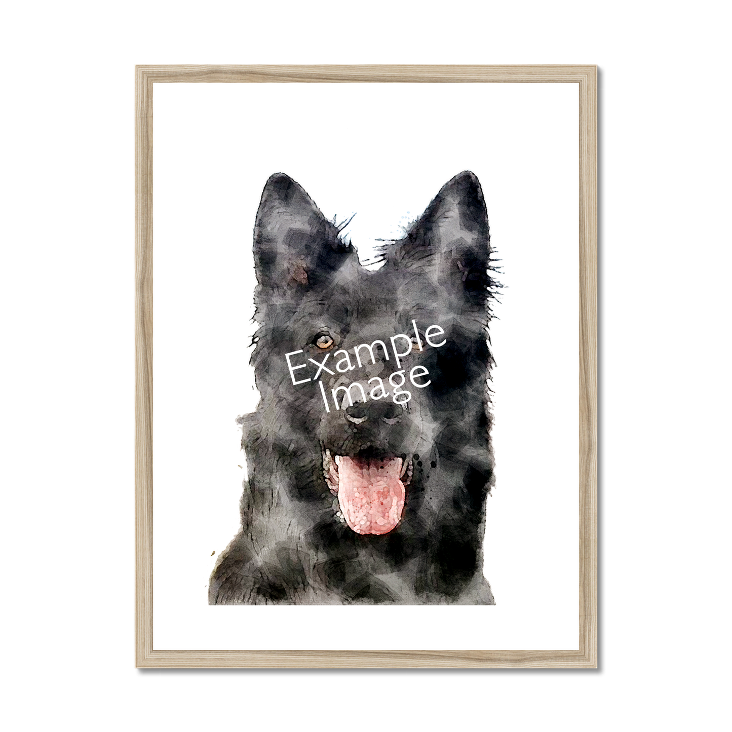 Personalised Watercolour Effect Pet Portrait (Framed & Mounted Print)