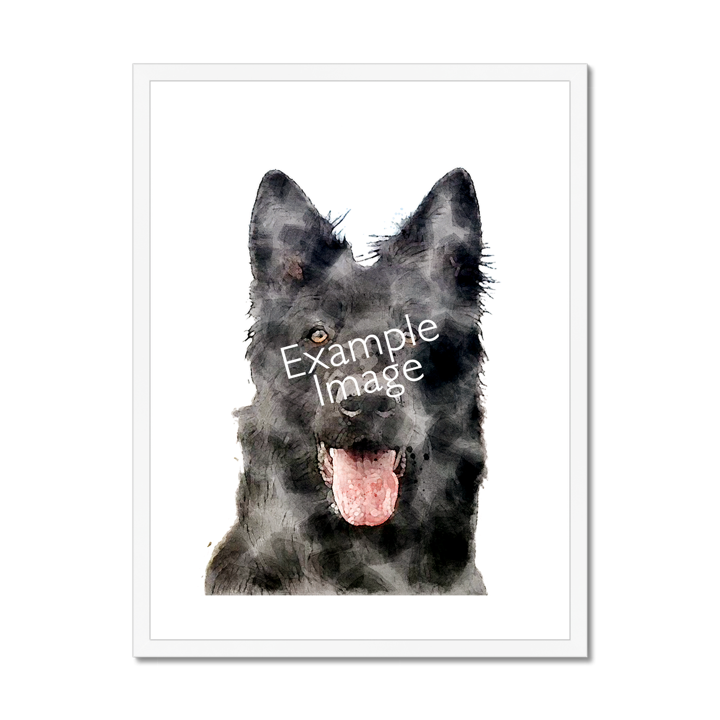 Personalised Watercolour Effect Pet Portrait (Framed & Mounted Print)